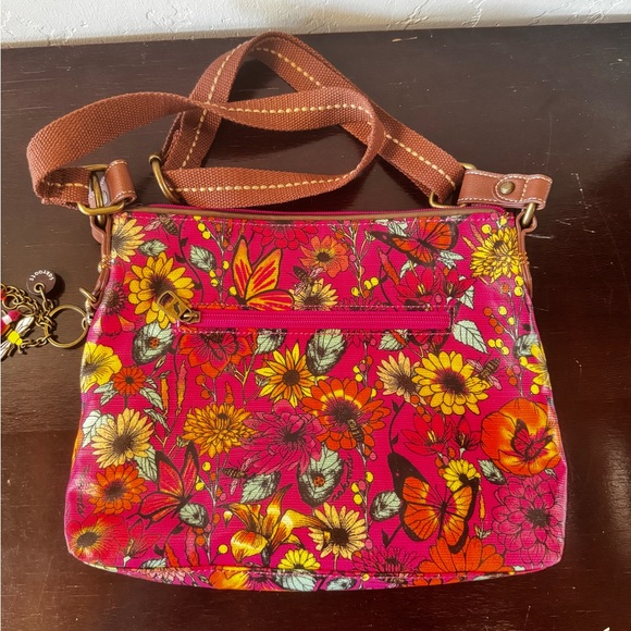 Sakroots Artist Circle Raspberry In Bloom Crossbody Flat Messenger Bag Floral - Picture 2 of 9